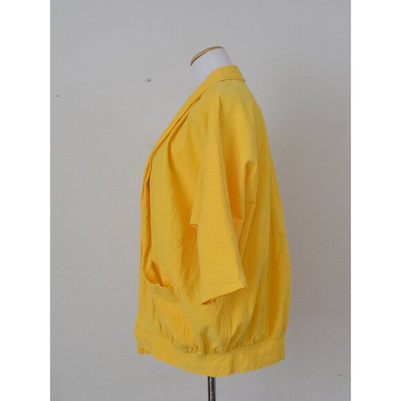 Vintge 80s Bright Yellow All Cotton‎ Blazer Coat size L - Picture 2 of 10